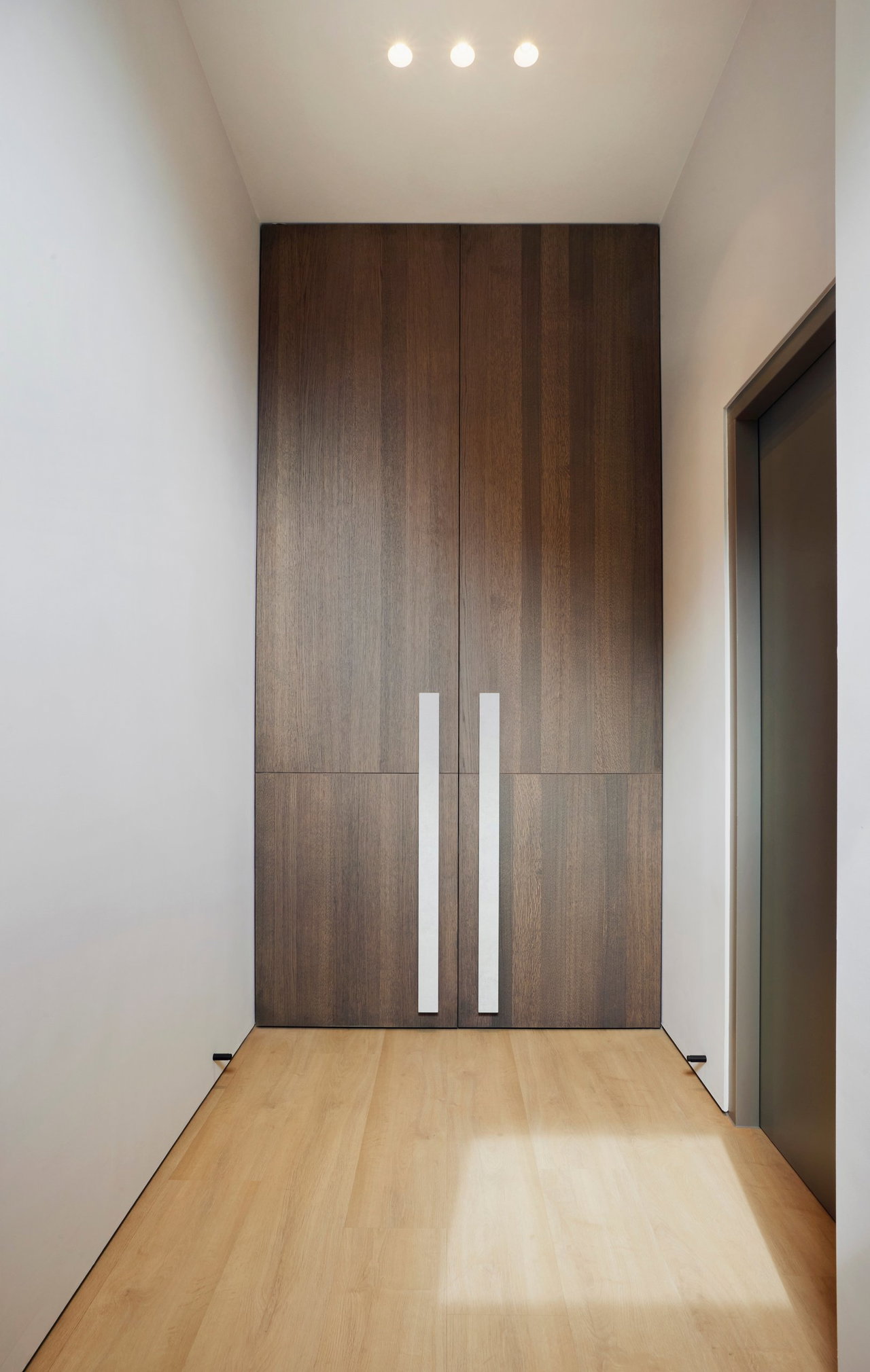 Wooden pivot door in a private home in Den Dungen with FritsJurgens System M+ pivot hinge system inside