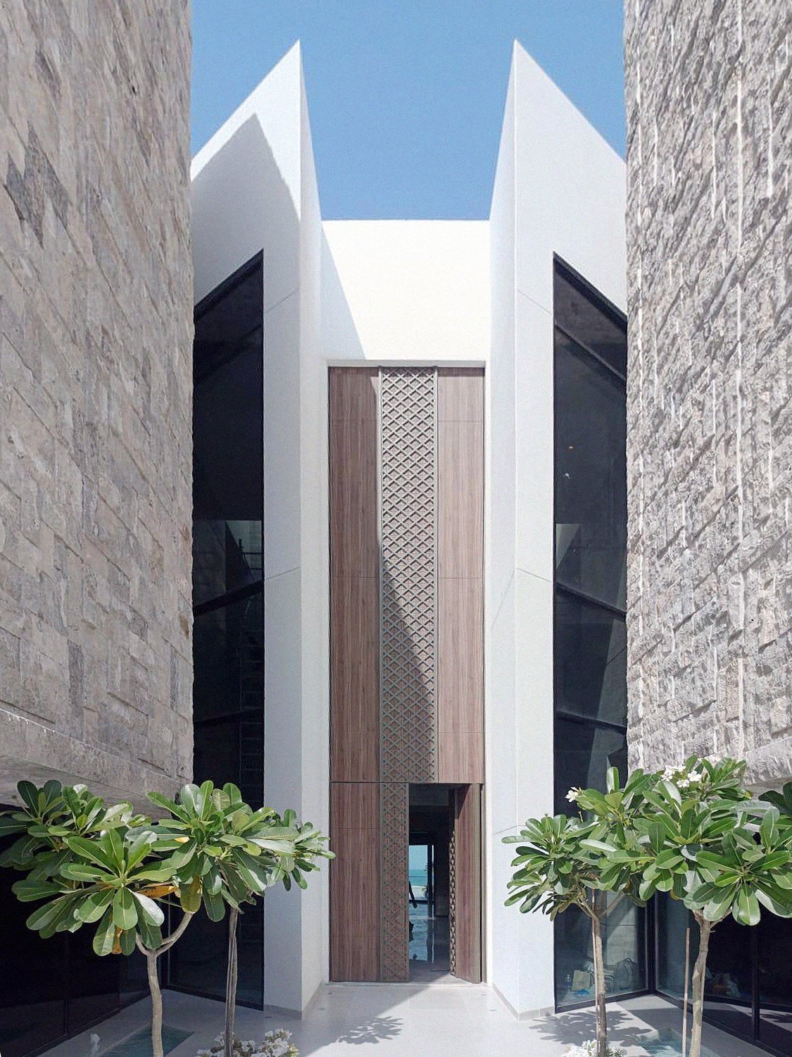Composite pivot door in a private home with FritsJurgens System M+ pivot hinge system inside