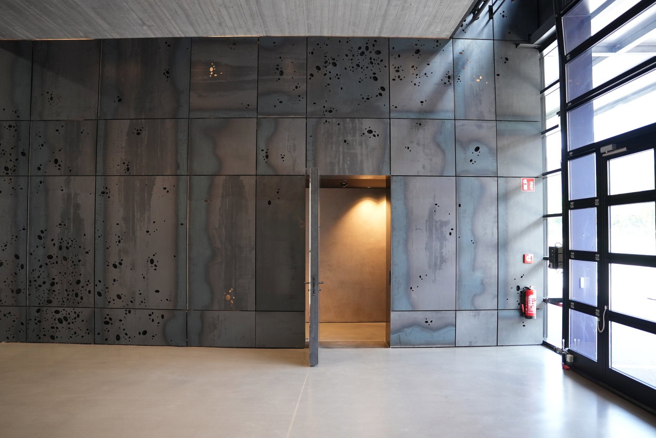 Steel pivot door in an office in Kaltenbach with FritsJurgens System M+ pivot hinge system inside