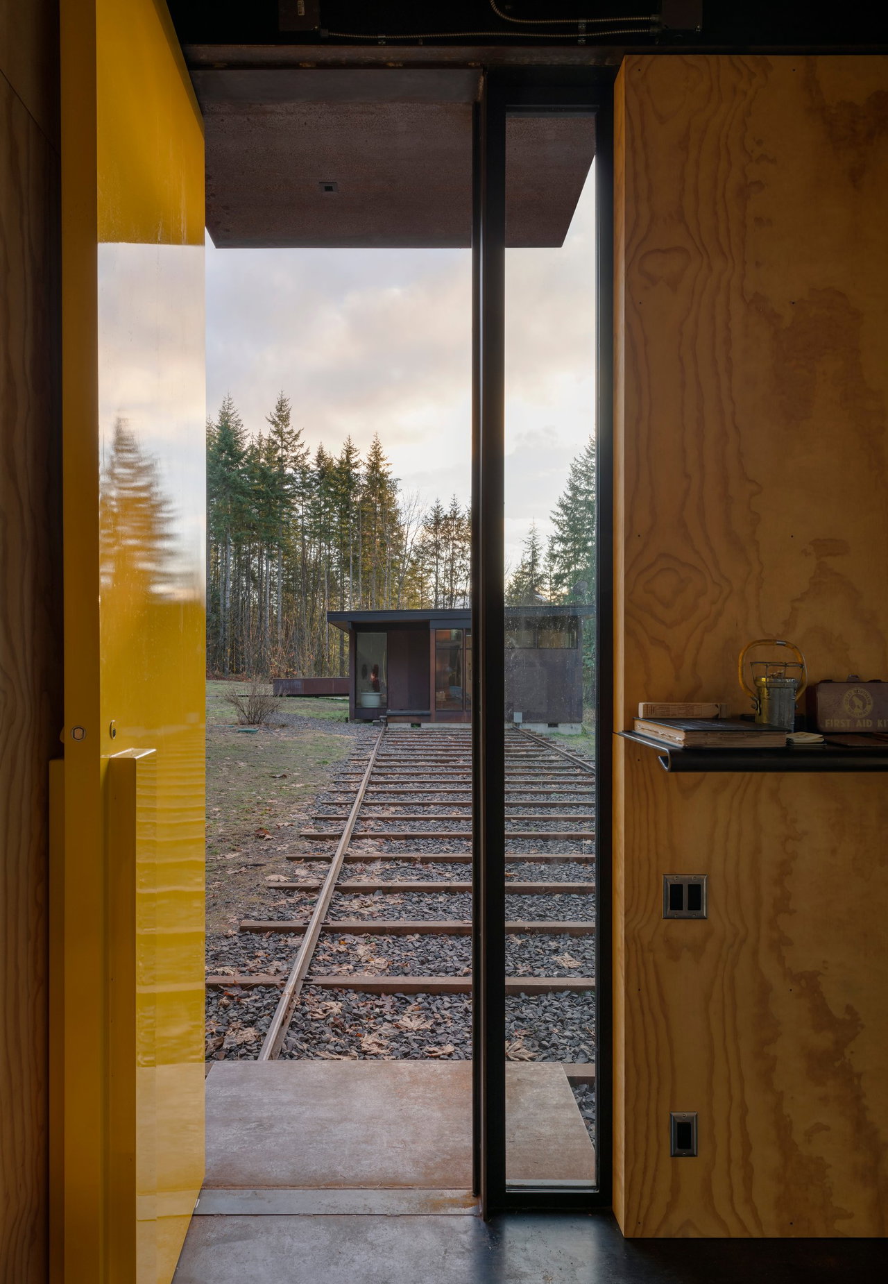 Steel pivot door in an office in Carnation with FritsJurgens System M+ pivot hinge system inside