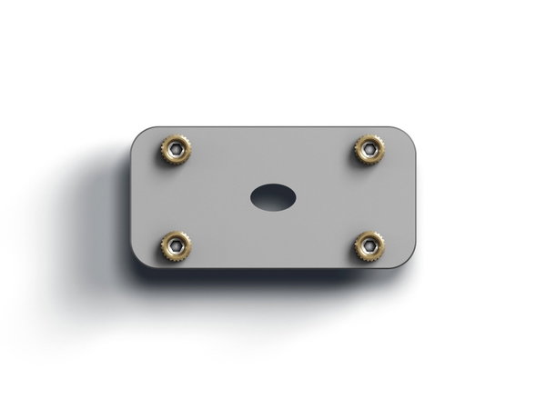 FritsJurgens Bodenplatte Flush abgerundet in Edelstahl für die Pivot-Scharniere System M+, System Fx und System One, Unteransicht