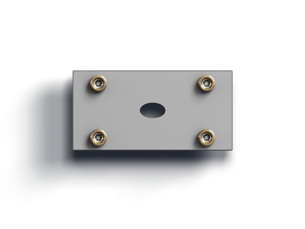 FritsJurgens Bodenplatte Flush rechteckig in Edelstahl für die Pivot-Scharniere System M+, System Fx und System One, Unteransicht