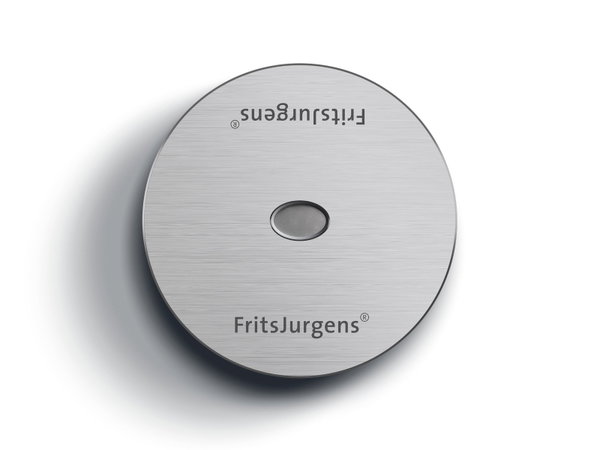 FritsJurgens Bodenplatte rund in Edelstahl für die Pivot-Scharniere System M+, System Fx und System One, Draufsicht