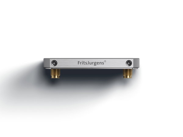 FritsJurgens Bodenplatte rechteckig in Edelstahl für die Pivot-Scharniere System M+ und System Fx, Vorderansicht
