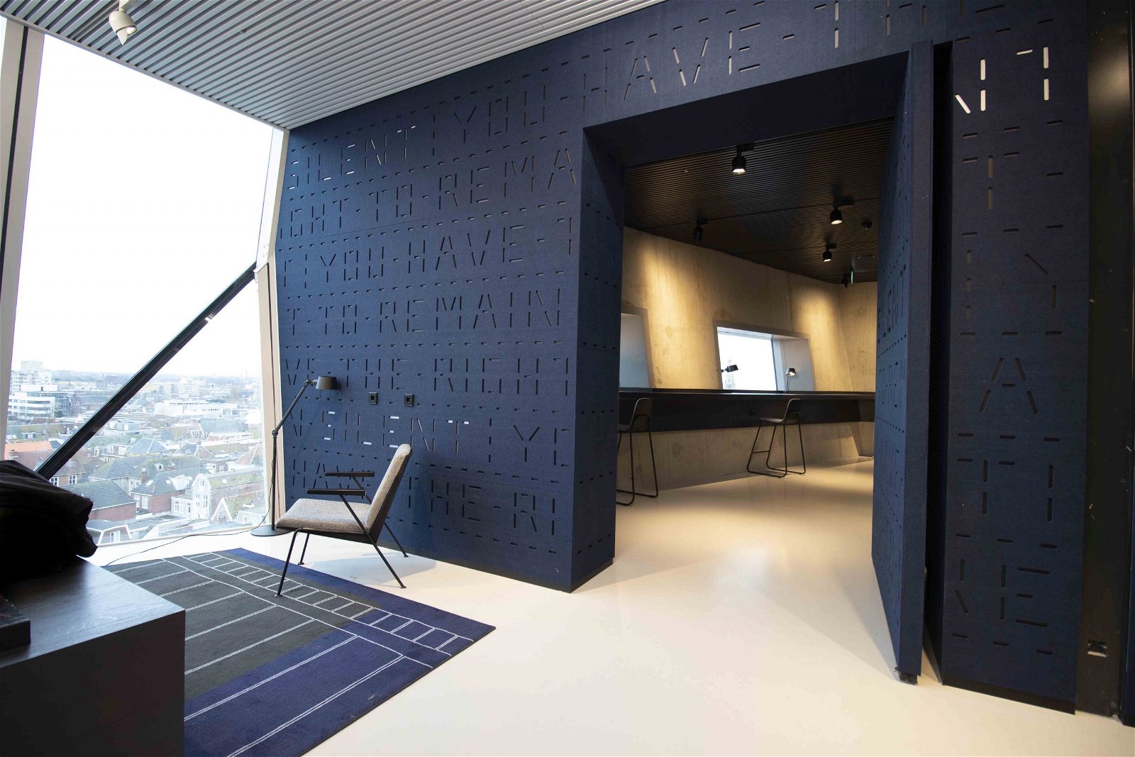 Forum Groningen soundproof pivot doors designed by Pieter Bannenberg, NL Architects - FritsJurgens pivot hinges Inside.